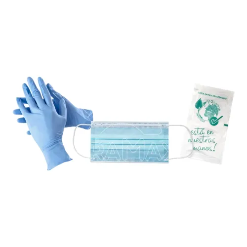 set proteccion completoguantes nitrilo mascarilla gel monosis hidroalcoholico