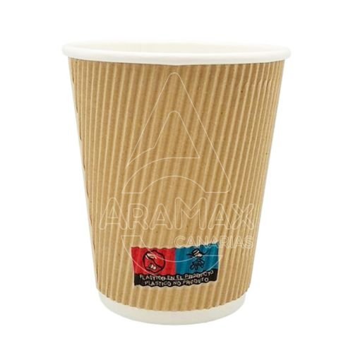 VASO CARTÓN MARRÓN CORRUGA  8OZ  240ML D/80 500 UN