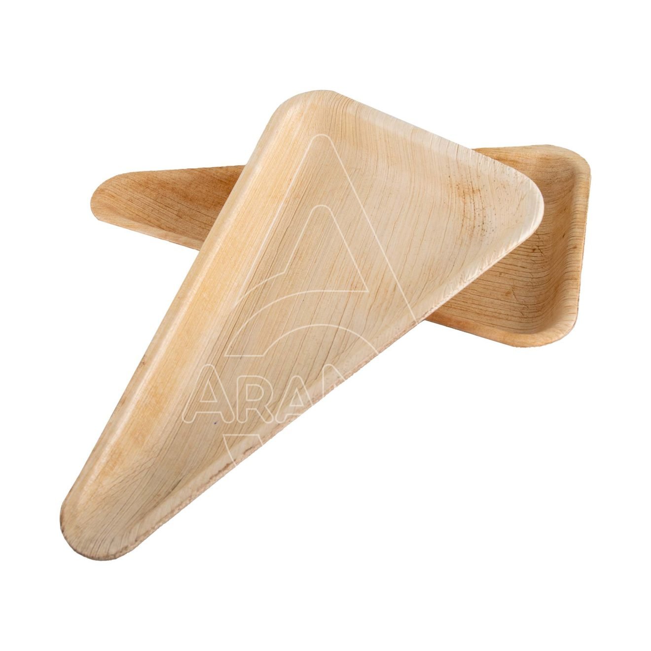 10 38015 plato compostable de hoja de palma triangular 25x14cm aramax canarias