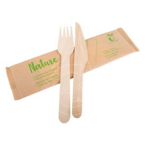 10 38597 set de madera tenedorcuchilloservilleta blanca aramax canarias