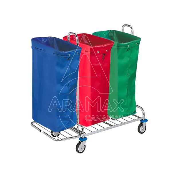 12 04323 carro lavanderia kombo 3 con 3 sacos 1 azul 1 rojo y 1 verde de 120l 52x108x106cm aramax canarias