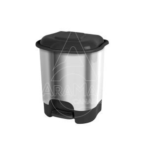 CUBO PAPELERA PLATA 12L  CON TAPA Y PEDAL UNID   C