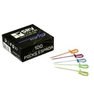 PICKS DECORADAS DE ESPADAS 8 5CM  1000 UNID   C/10
