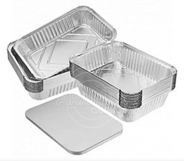 TAPA ENVASE ALUMINIO RECTANGULAR 1000CC 100 UNID