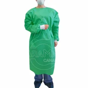 bata hospitalaria ato gramaje verde con puños