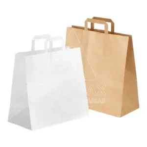 bolsas asa plana kraft blanco take away