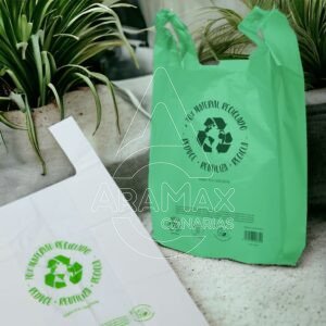 bolsas plástico reciclado diferentes medidas verdes blancas