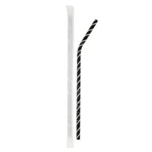 cañita flexible papel negra rayas blancas enfundada o6mm 21cm