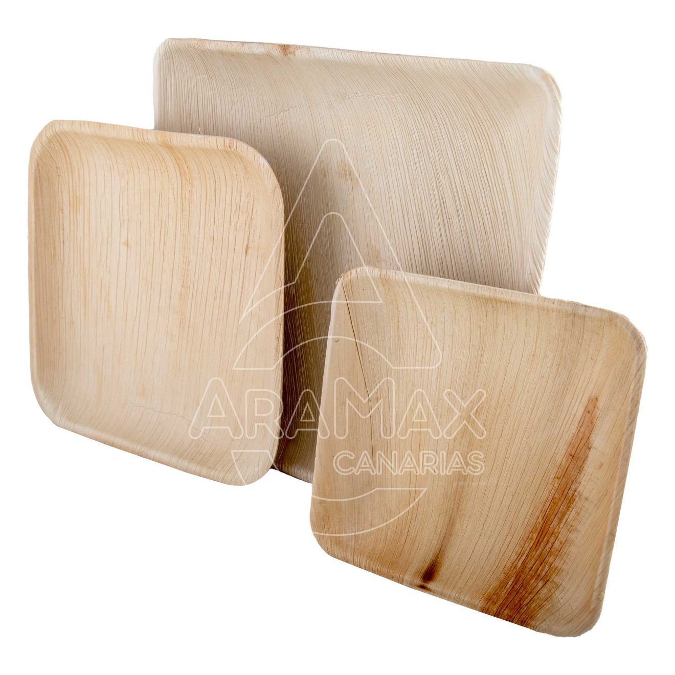 platos compostables de hoja de palma cuadrados aramax canarias