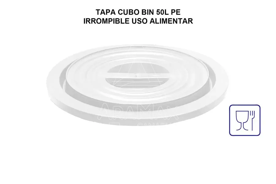TAPA PARA CONTENEDOR PAPELERA BIN 50L IRROMPIBLE BLANCO USO ALIMENTARIO.